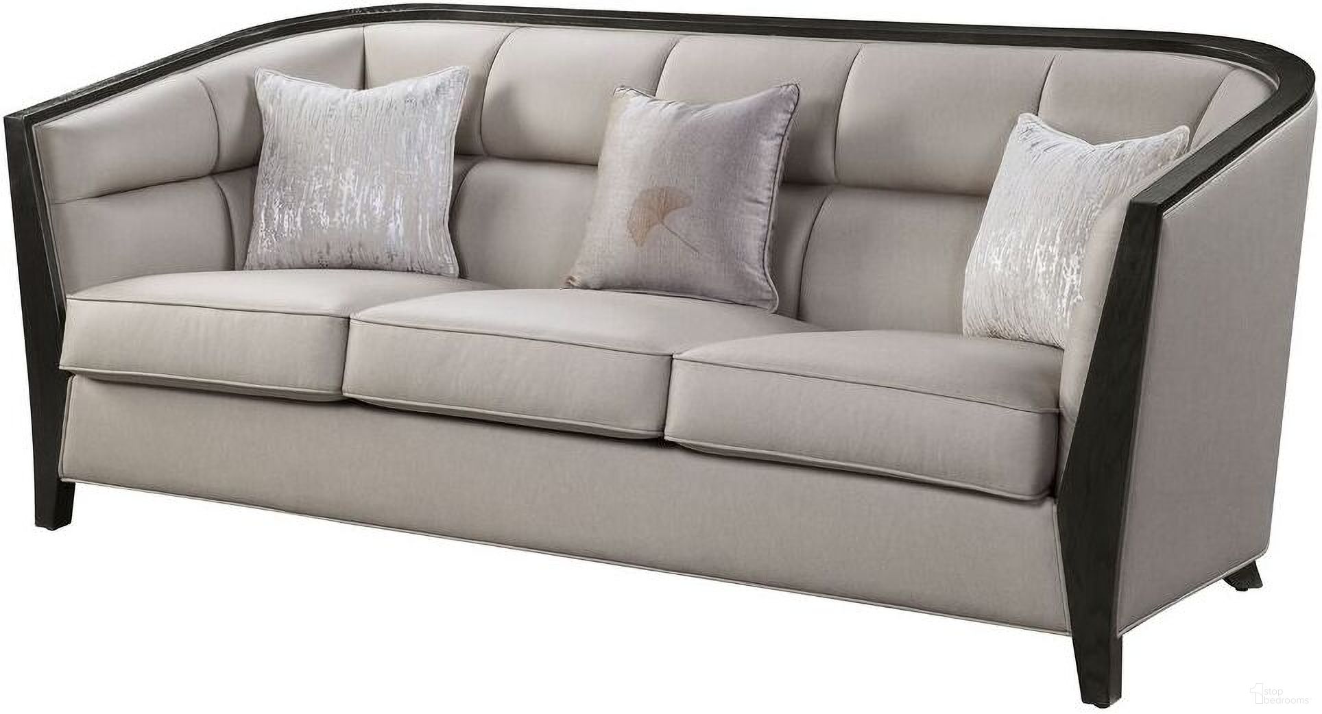 The appearance of Acme Zemocryss Sofa With 3 Pillows designed by ACME in the transitional interior design. This beige piece of furniture  was selected by 1StopBedrooms from Zemocryss Collection to add a touch of cosiness and style into your home. Sku: 54235. Material: Wood.