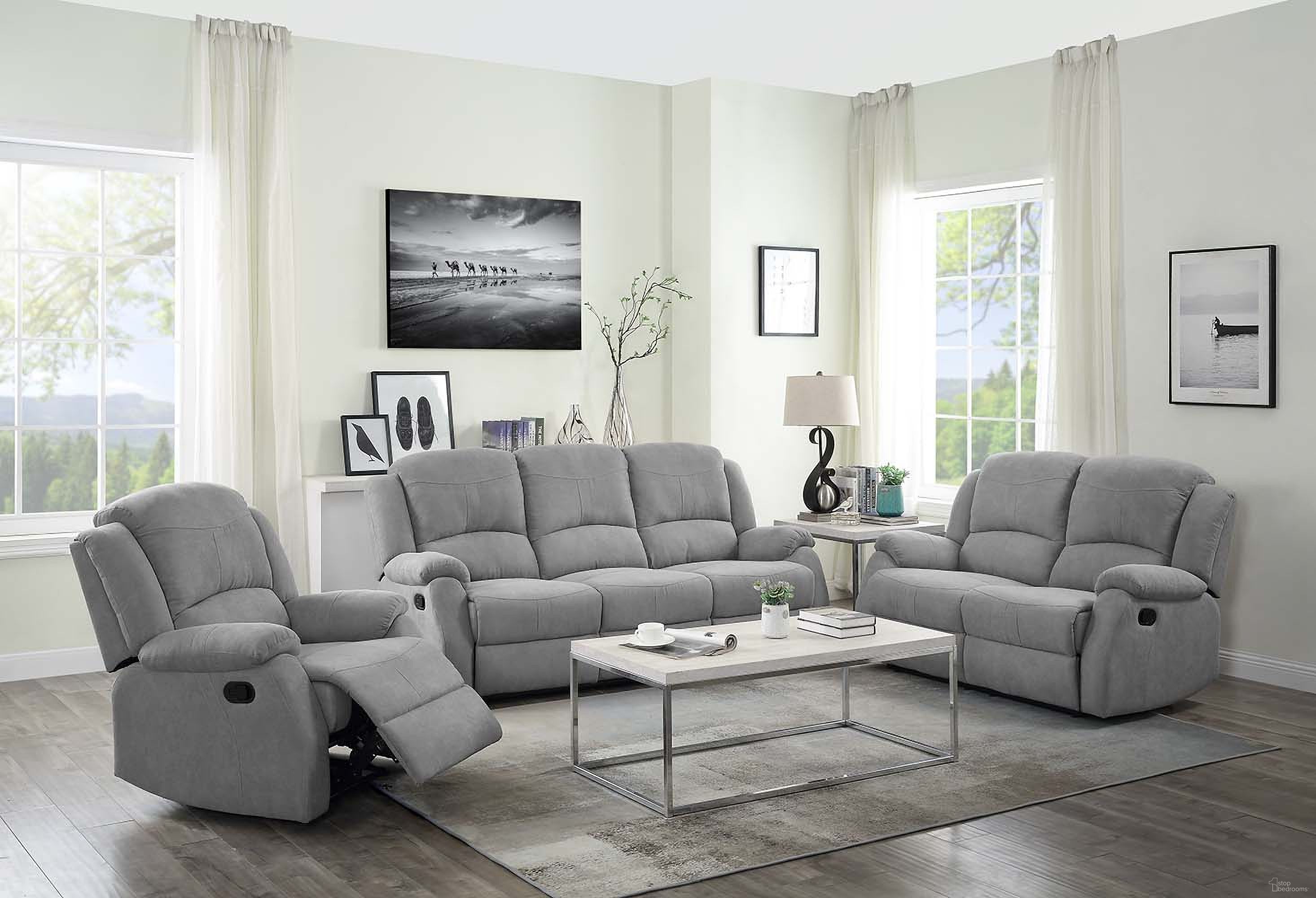 Acme Zorina Recliner In Gray Fabric