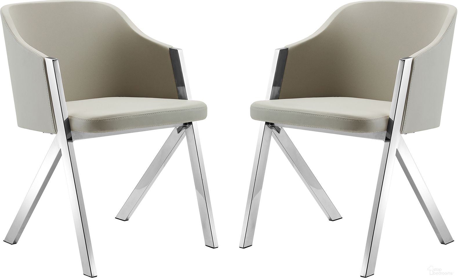 Acorn PU Leather Arm Dining Chair Set of 2 In Taupe
