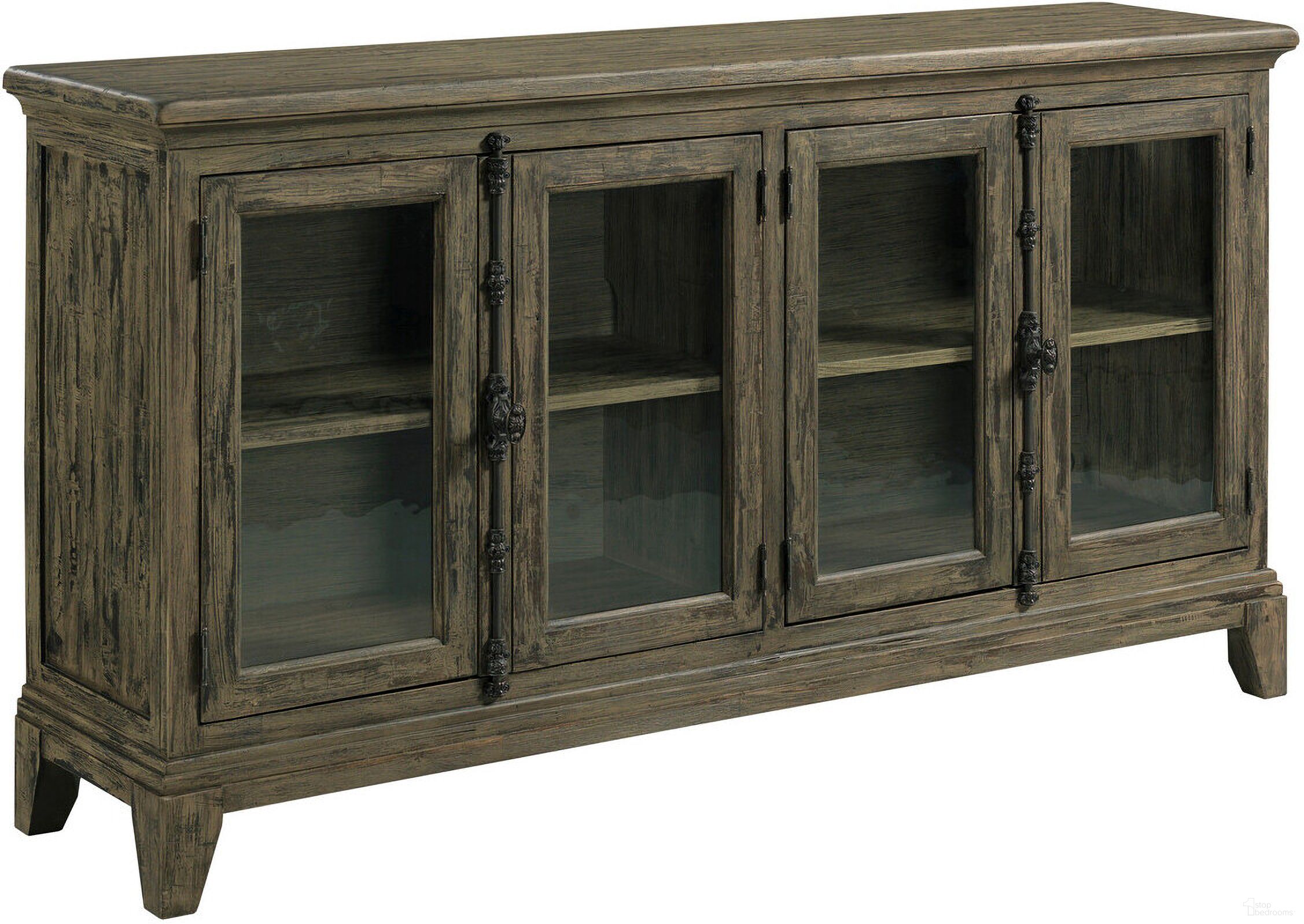 The appearance of Alma Four Door Accent Console In Toffee designed by Kincaid in the transitional interior design. This toffee piece of furniture  was selected by 1StopBedrooms from Acquisitions Collection to add a touch of cosiness and style into your home. Sku: 111-1400. Material: Solid Wood.