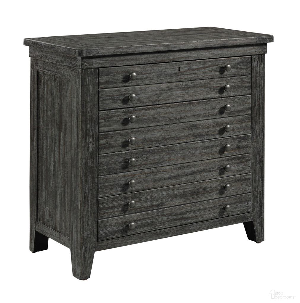 The appearance of Brimley Map Drwr Bach Chst-Raven In Raven designed by Kincaid in the transitional interior design. This raven piece of furniture was selected by 1StopBedrooms from Acquisitions Collection to add a touch of cosiness and style into your home. Sku: 111-400. Material: Solid Wood.