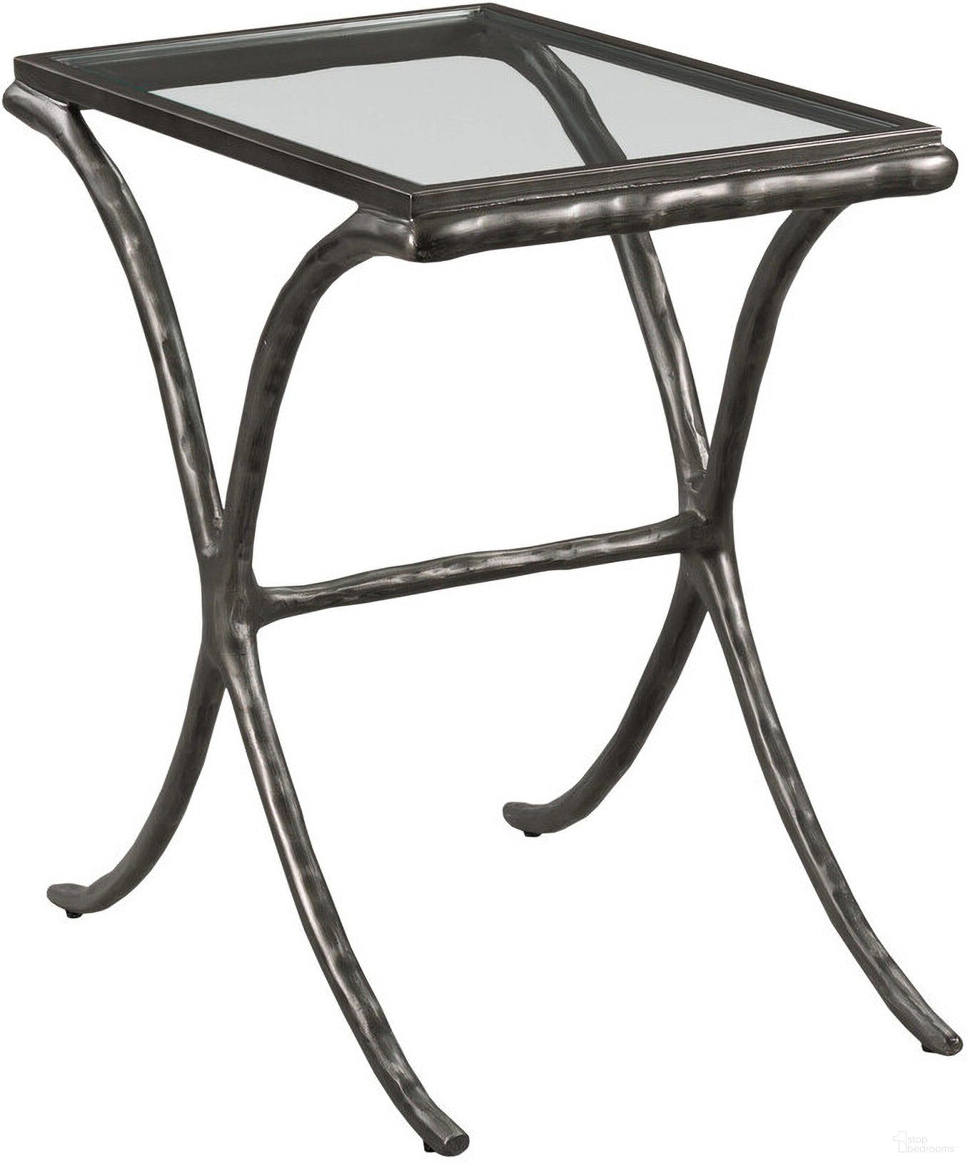 The appearance of Milan Chairside Table In Hammered Steel designed by Kincaid in the transitional interior design. This hammered steel piece of furniture  was selected by 1StopBedrooms from Milan Collection to add a touch of cosiness and style into your home. Sku: 112-916. Material: Metal.