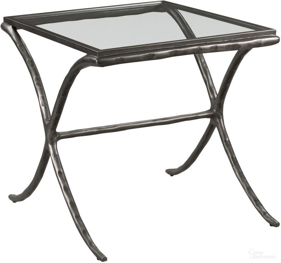 The appearance of Milan End Table In Hammered Steel designed by Kincaid in the transitional interior design. This hammered steel piece of furniture  was selected by 1StopBedrooms from Milan Collection to add a touch of cosiness and style into your home. Sku: 112-915. Material: Metal.