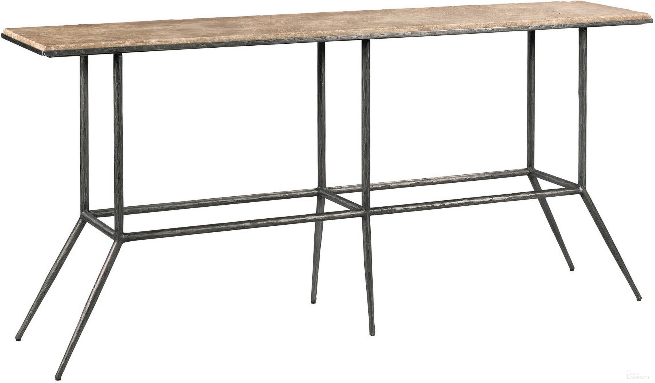 The appearance of Sorrento Sofa Table In Tumbled Light Emperador designed by Kincaid in the transitional interior design. This tumbled light emperador piece of furniture  was selected by 1StopBedrooms from Sorrento Collection to add a touch of cosiness and style into your home. Sku: 113-925. Material: Steel.