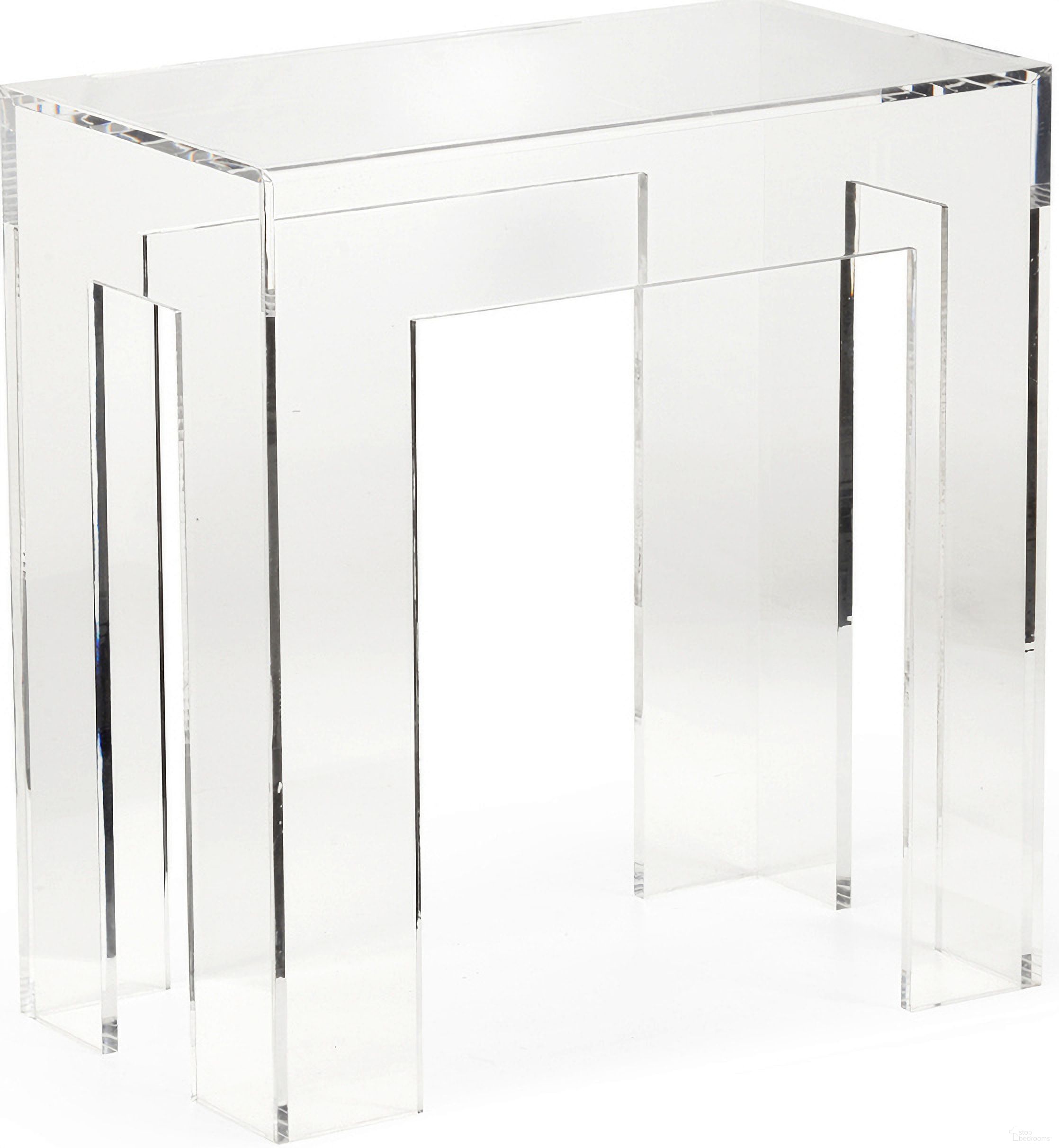 The appearance of Acrylic End Table In Clear designed by Chelsea House in the modern / contemporary interior design. This clear piece of furniture was selected by 1StopBedrooms from Chelsea House Misc Collection to add a touch of cosiness and style into your home. Sku: 383348. Material: Acrylic.