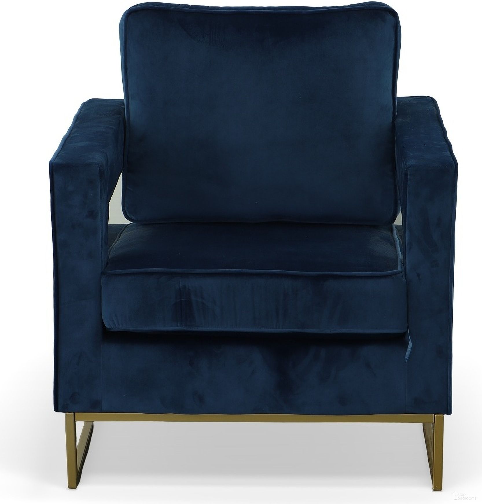Adadon Velvet Upholstered Armchair In Navy Blue and Gold