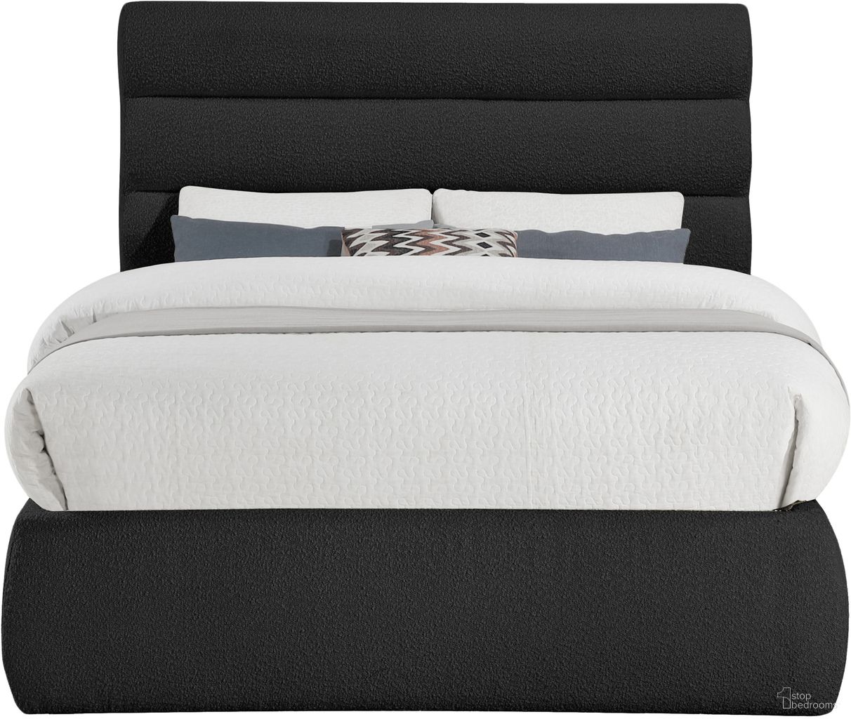 The appearance of Adam Boucle Fabric Full Bed In Black designed by Meridian in the modern / contemporary interior design. This black piece of furniture  was selected by 1StopBedrooms from Adam Collection to add a touch of cosiness and style into your home. Sku: B1256Black-F Box 1/2 (Headboard);B1256Black-F Box 2/2 (Footboard / Rails / Slats). Bed Type: Panel Bed. Bed Size: Full. Material: Boucle Fabric.