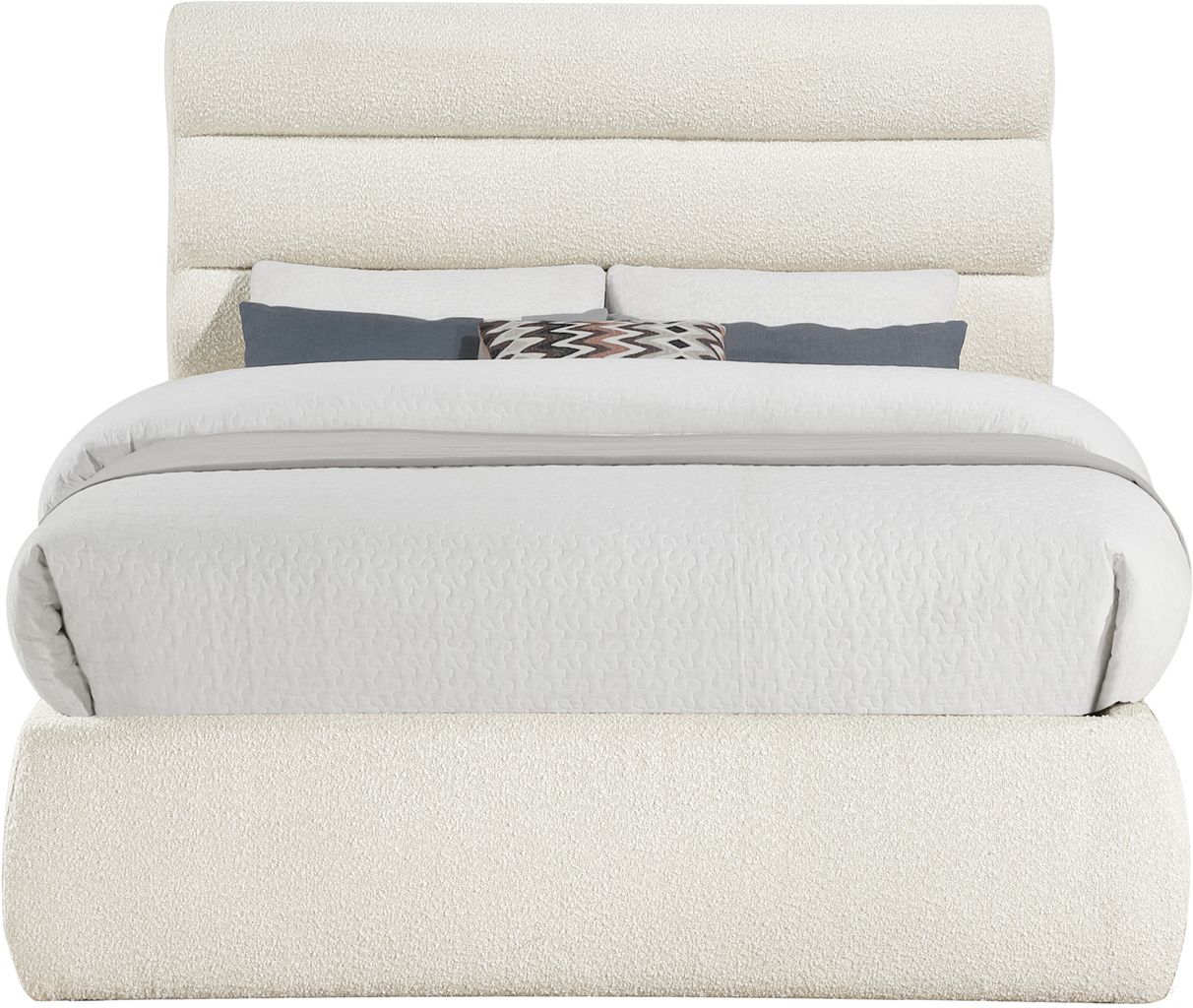 The appearance of Adam Boucle Fabric Full Bed In Cream designed by Meridian in the modern / contemporary interior design. This cream piece of furniture  was selected by 1StopBedrooms from Adam Collection to add a touch of cosiness and style into your home. Sku: B1256Cream-F Box 1/2 (Headboard);B1256Cream-F Box 2/2 (Footboard / Rails / Slats). Bed Type: Panel Bed. Bed Size: Full. Material: Boucle Fabric.