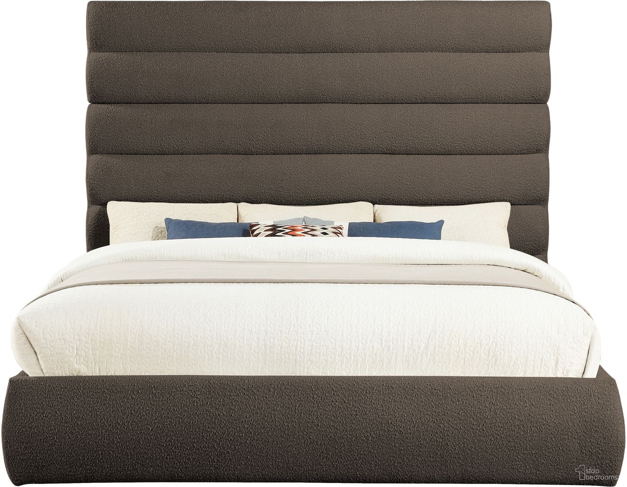 Adam Boucle Fabric King Bed In Brown