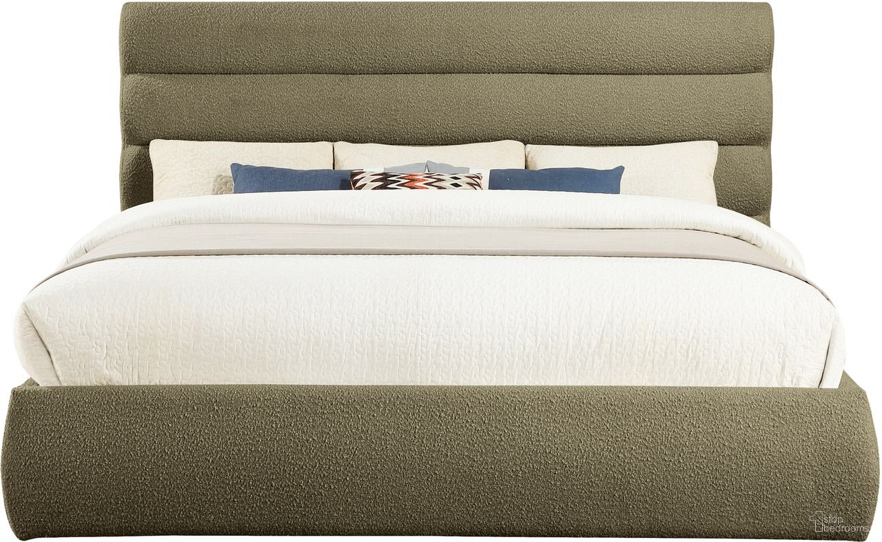 The appearance of Adam Boucle Fabric King Bed In Olive designed by Meridian in the modern / contemporary interior design. This olive piece of furniture was selected by 1StopBedrooms from Adam Collection to add a touch of cosiness and style into your home. Sku: B1256Olive-K Box 1/2 (Headboard);B1256Olive-K Box 2/2 (Footboard / Rails / Slats). Bed Type: Panel Bed. Bed Size: King. Material: Boucle Fabric.