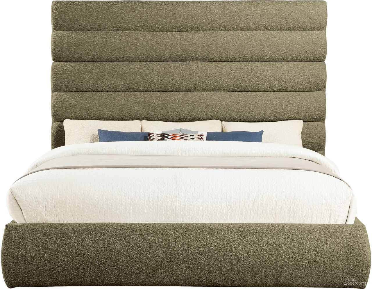 The appearance of Adam Boucle Fabric King Bed In Olive designed by Meridian in the modern / contemporary interior design. This olive piece of furniture  was selected by 1StopBedrooms from Adam Collection to add a touch of cosiness and style into your home. Sku: B1256Olive-K Box 1/3 (Headboard);B1256Olive-K Box 2/3 (Footboard / Rails / Slats);B1256Olive-K Box 3/3 (King Panel). Bed Type: Panel Bed. Bed Size: King. Material: Boucle Fabric.
