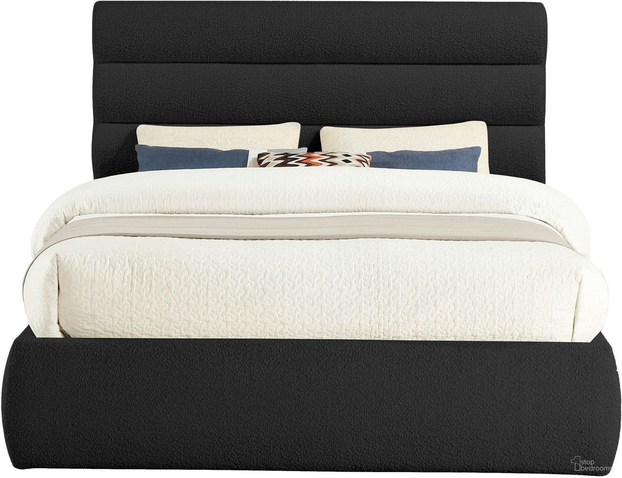 Adam Boucle Fabric Queen Bed In Black
