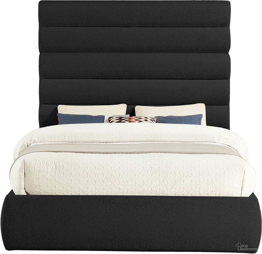 Adam Boucle Fabric Queen Bed In Black