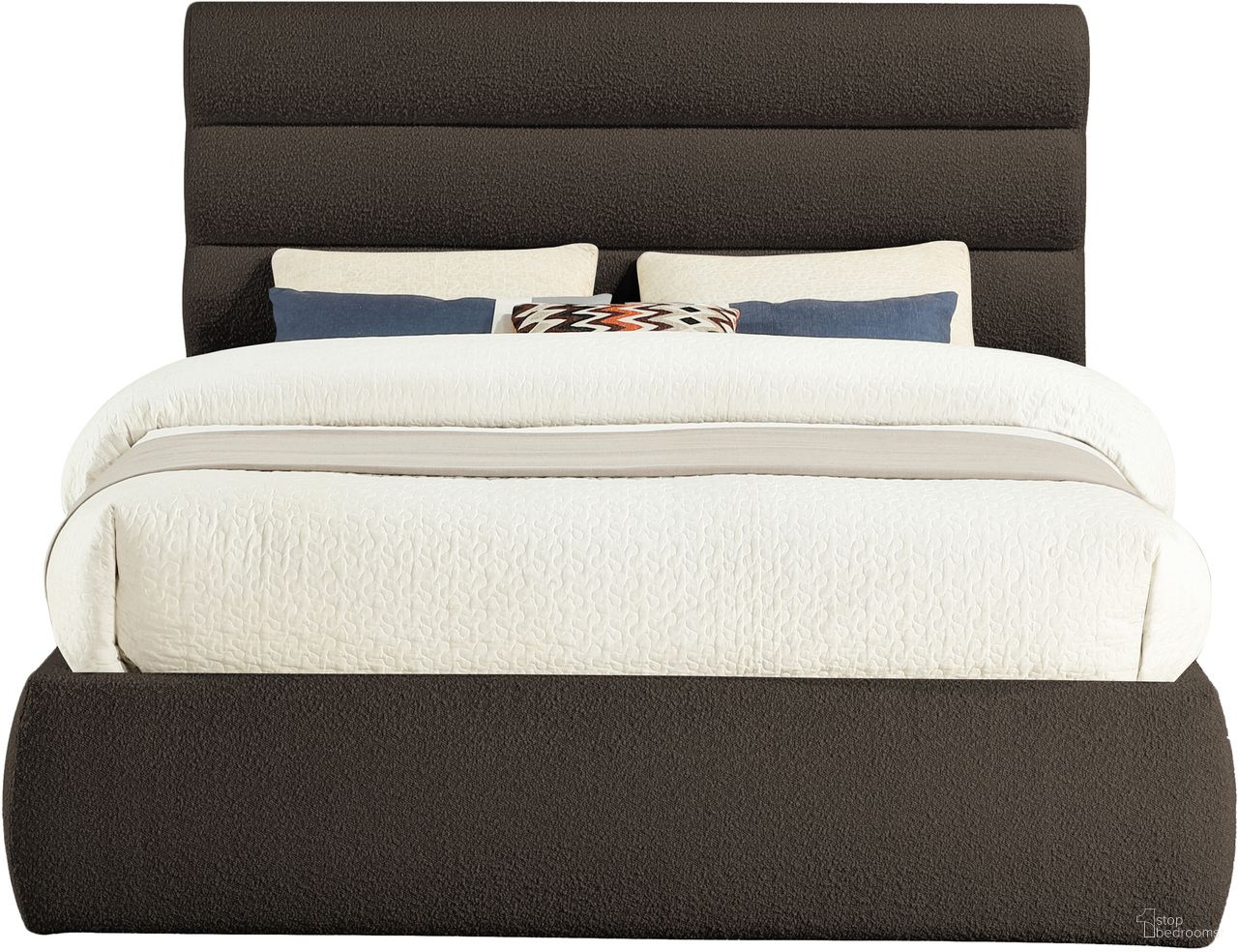 Adam Boucle Fabric Queen Bed In Brown