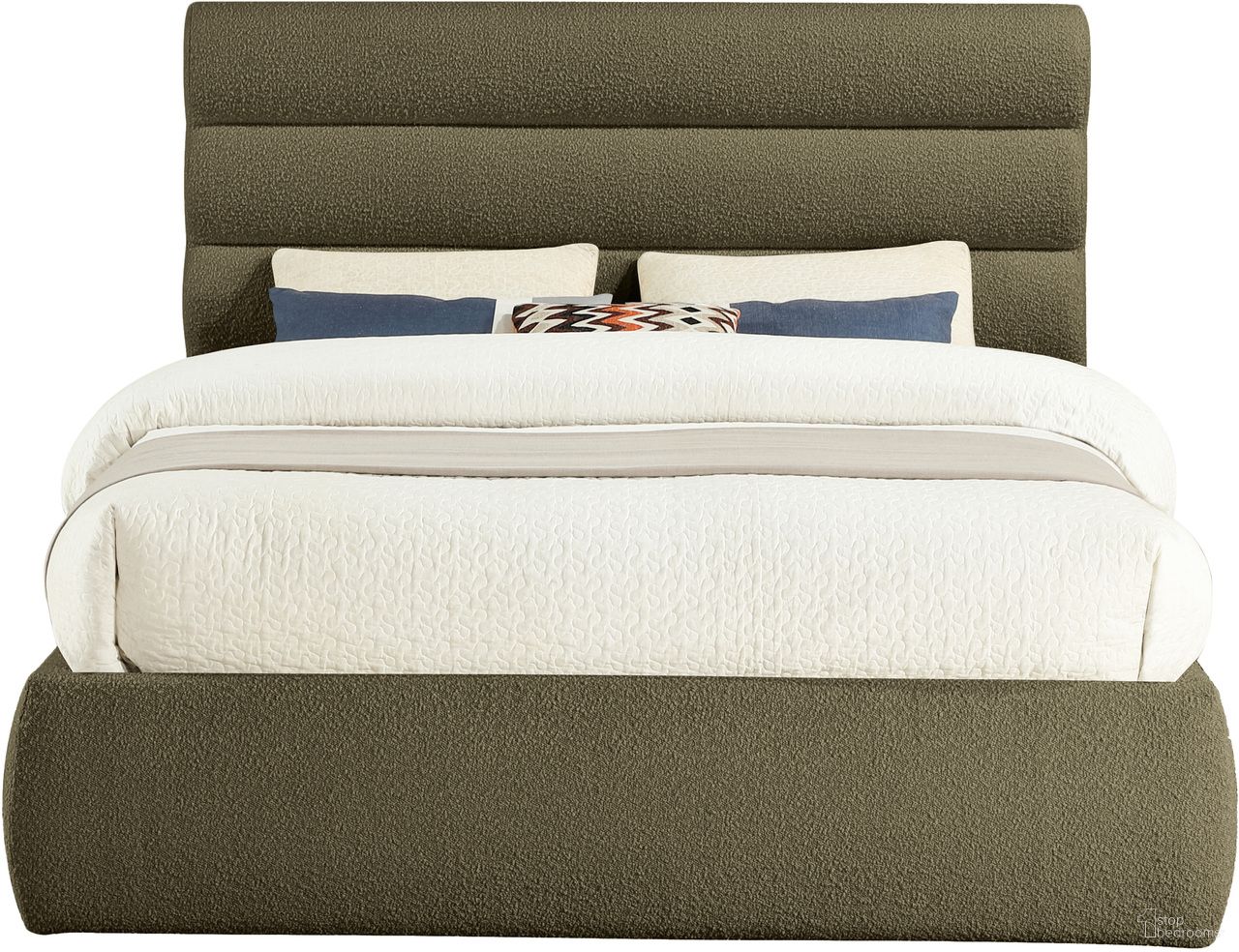 The appearance of Adam Boucle Fabric Queen Bed In Olive designed by Meridian in the modern / contemporary interior design. This olive piece of furniture was selected by 1StopBedrooms from Adam Collection to add a touch of cosiness and style into your home. Sku: B1256Olive-Q Box 1/2 (Headboard);B1256Olive-Q Box 2/2 (Footboard / Rails / Slats). Bed Type: Panel Bed. Bed Size: Queen. Material: Boucle Fabric.