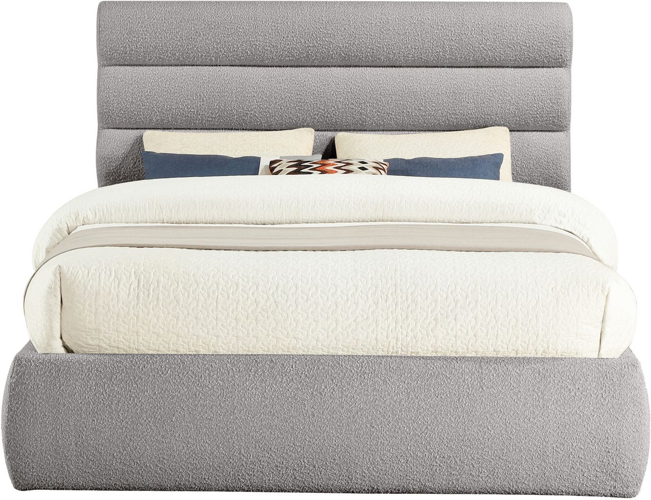 Adam Boucle Fabric Queen Bed In Taupe