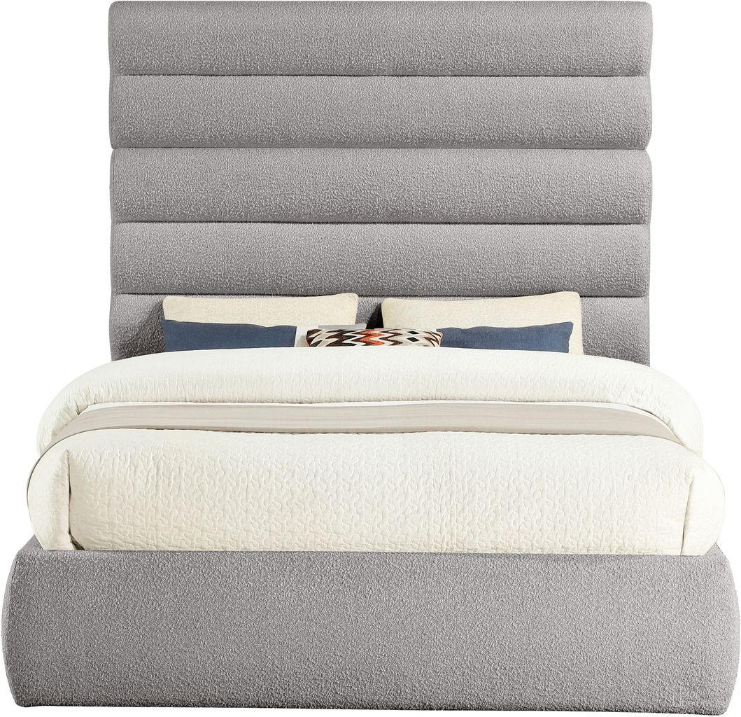 Adam Boucle Fabric Queen Bed In Taupe