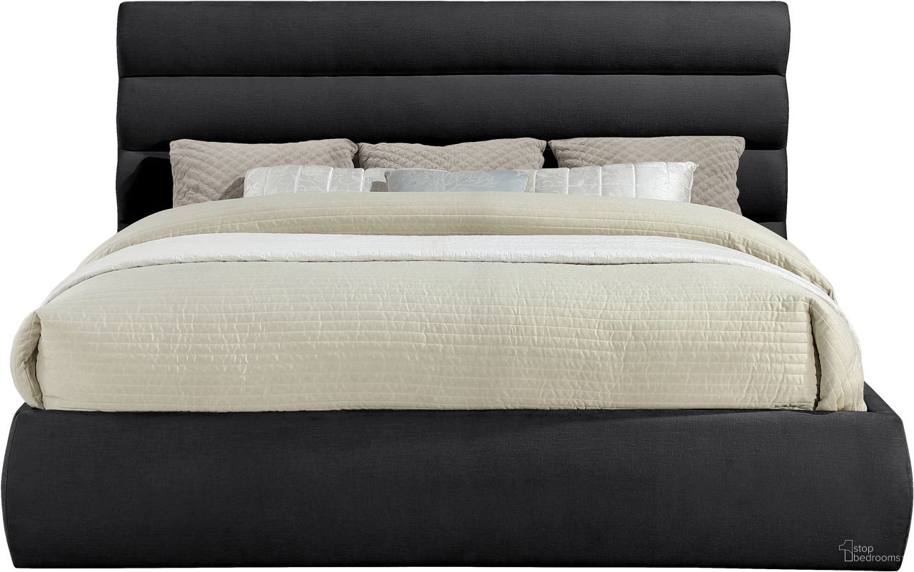 The appearance of Adam Chenille Fabric King Bed In Black designed by Meridian in the modern / contemporary interior design. This black piece of furniture  was selected by 1StopBedrooms from Adam Collection to add a touch of cosiness and style into your home. Sku: B1257Black-K Box 1/2 (Headboard);B1257Black-K Box 2/2 (Footboard / Rails / Slats). Bed Type: Panel Bed. Bed Size: King. Material: Chenille.