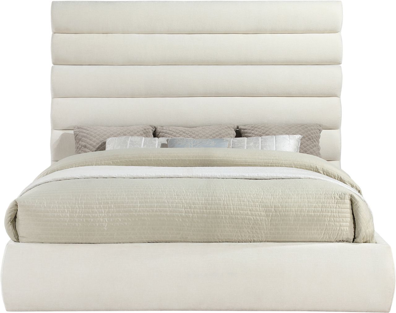 The appearance of Adam Chenille Fabric King Bed In Cream Chenille designed by Meridian in the modern / contemporary interior design. This cream chenille piece of furniture  was selected by 1StopBedrooms from Adam Collection to add a touch of cosiness and style into your home. Sku: B1257Cream-K Box 1/3 (Headboard);B1257Cream-K Box 2/3 (Footboard / Rails / Slats);B1257Cream-K Box 3/3 (King Panel). Bed Type: Panel Bed. Bed Size: King. Material: Chenille.
