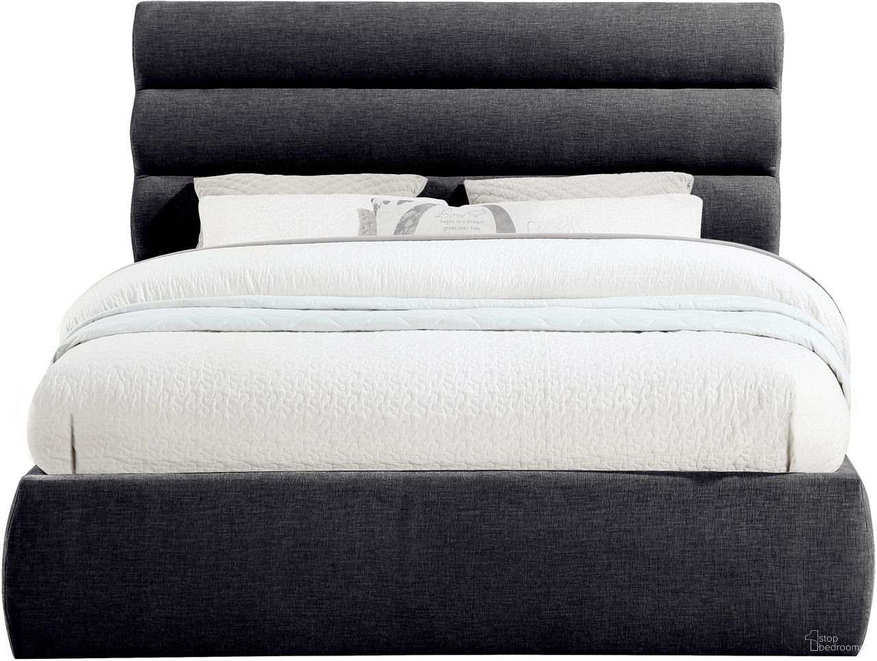 Adam Chenille Fabric Queen Bed In Black