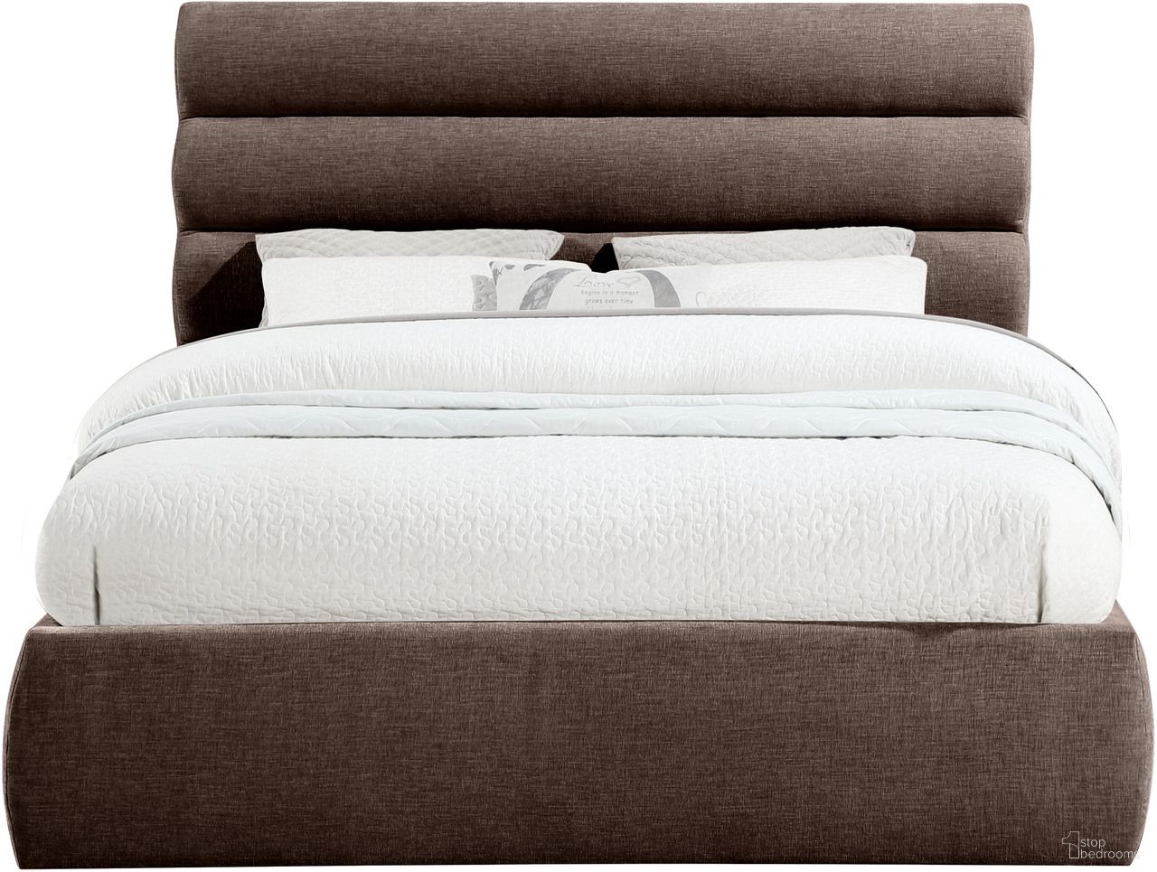Adam Chenille Fabric Queen Bed In Brown