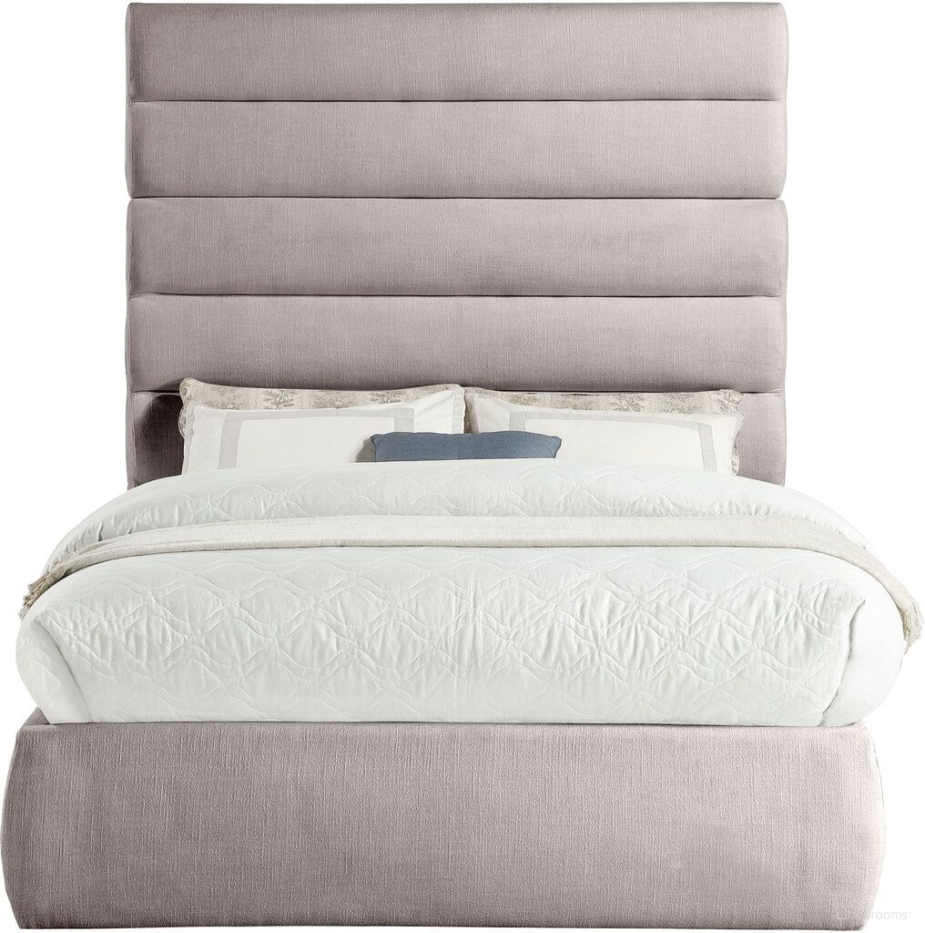 Adam Linen Textured Fabric Full Bed In Taupe