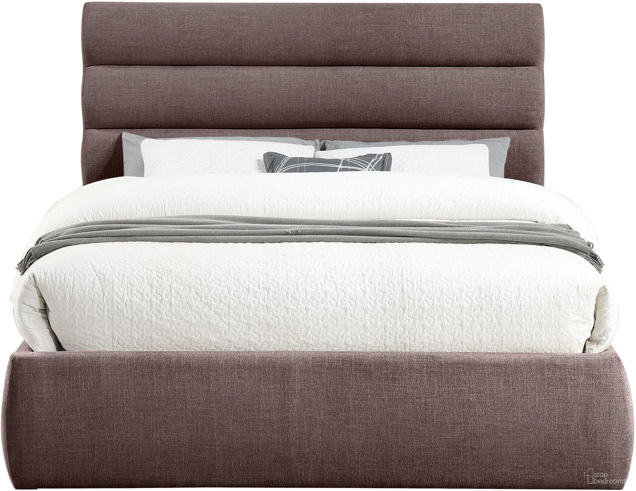 Adam Linen Textured Fabric Queen Bed In Brown