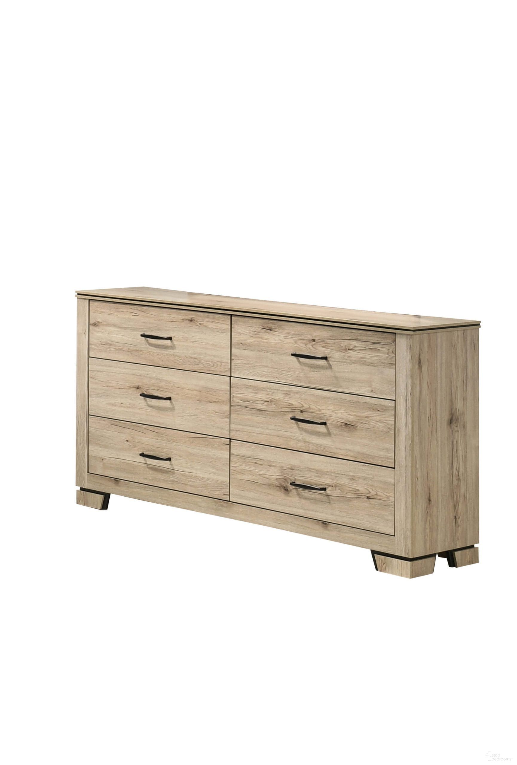 The appearance of Adamelia 6 Drawer Dresser in Light Oak designed by Best Quality Furniture in the country / farmhouse interior design. This light oak piece of furniture was selected by 1StopBedrooms from Adamelia Collection to add a touch of cosiness and style into your home. Sku: B831-DR. Material: MDF.