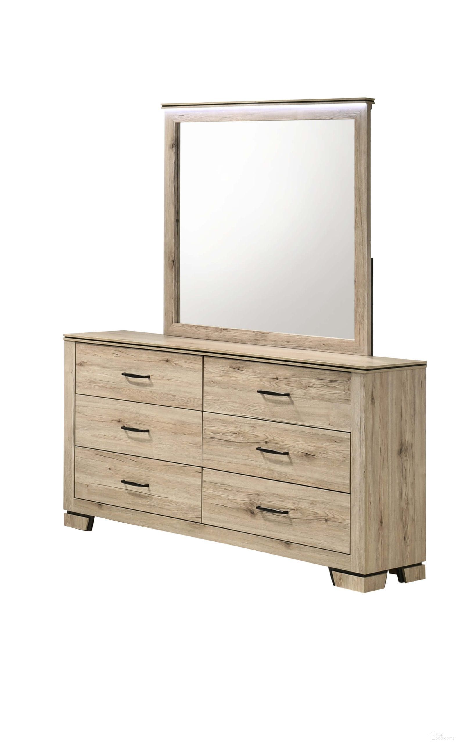 The appearance of Adamelia Dresser with LED Mirror in Light Oak designed by Best Quality Furniture in the country / farmhouse interior design. This light oak piece of furniture was selected by 1StopBedrooms from Adamelia Collection to add a touch of cosiness and style into your home. Sku: B831-DR;B831-M. Material: MDF.