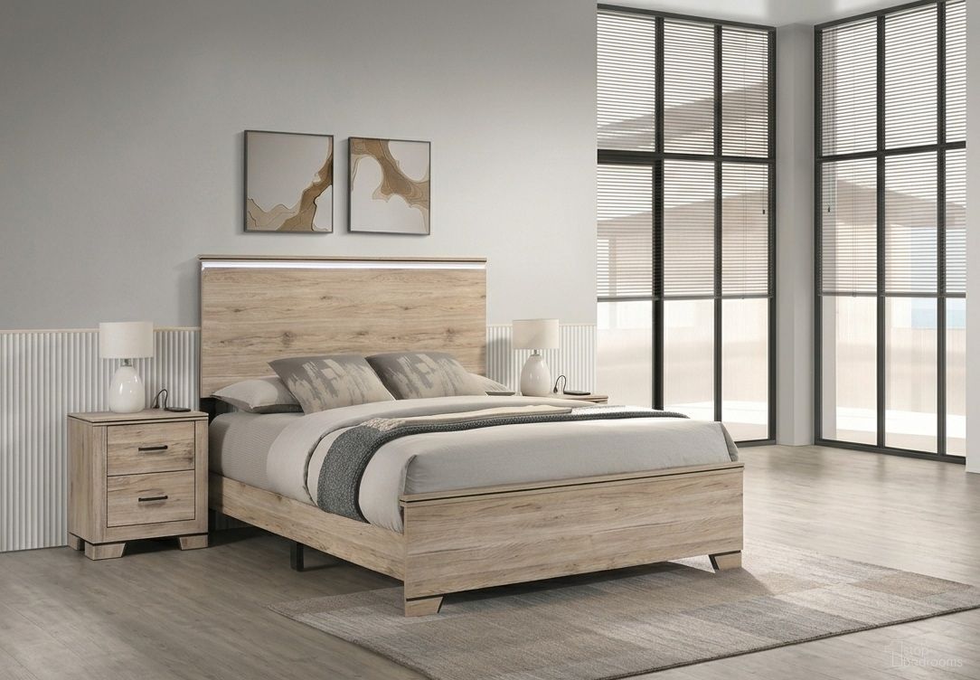 The appearance of Adamelia LED Headboard Panel Bedroom Set in Light Oak designed by Best Quality Furniture in the country / farmhouse interior design. This light oak piece of furniture was selected by 1StopBedrooms from Adamelia Collection to add a touch of cosiness and style into your home. Sku: B831-QB;B831-N. Bed Size: King. Material: MDF.