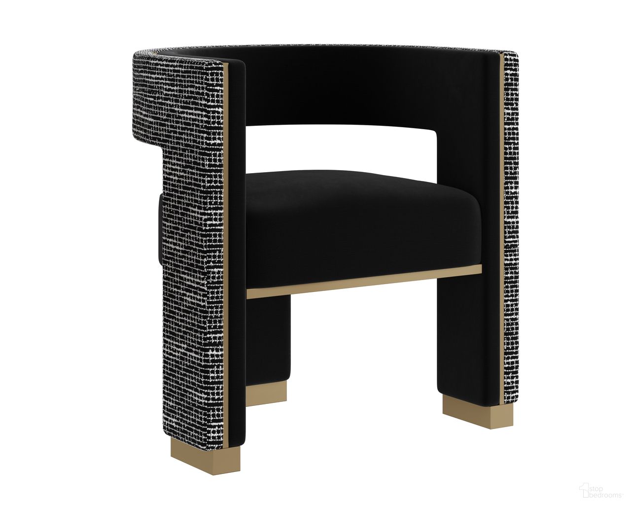 Adamina Dining Armchair In Abbington Black and Hobbes Night