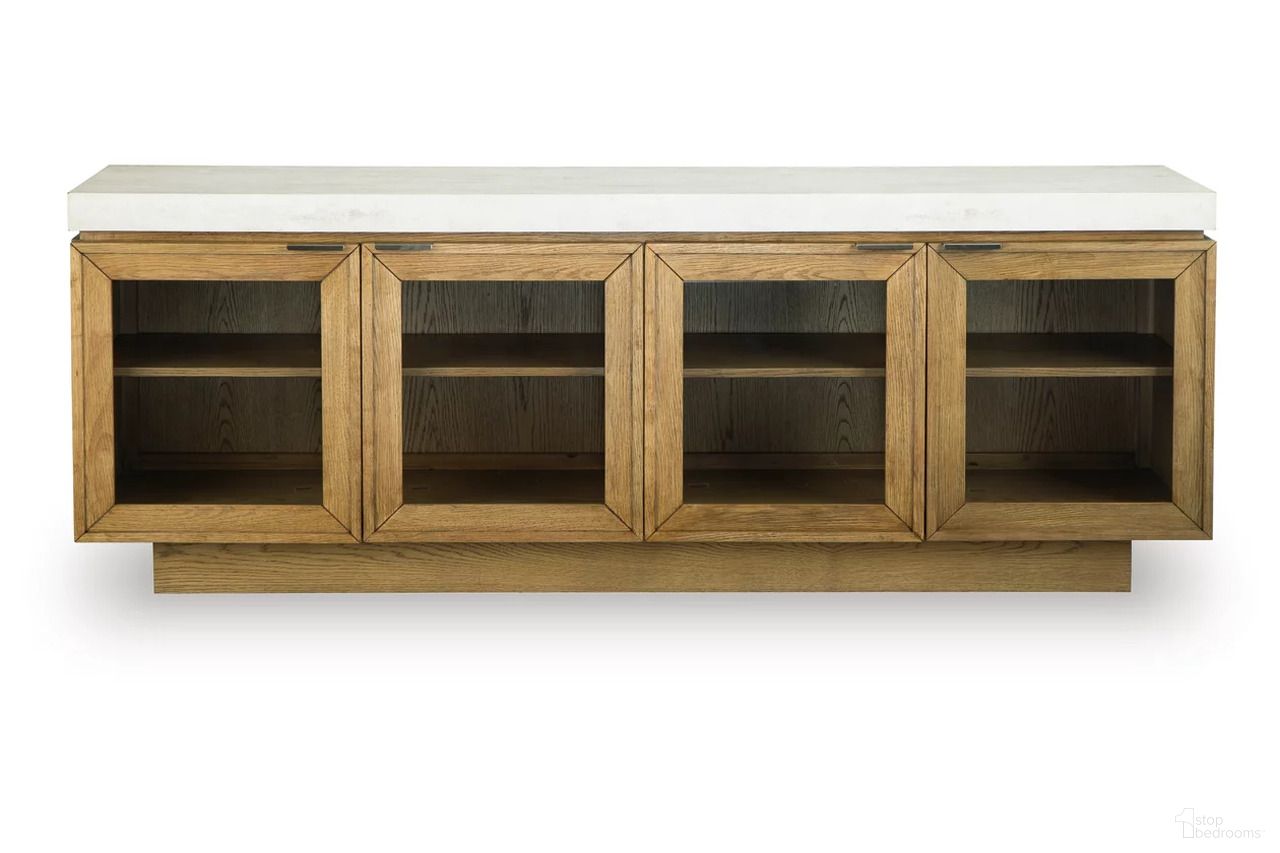 The appearance of Adanworth Accent Cabinet In Light Brown and Gray designed by Signature Design by Ashley in the modern / contemporary interior design. This light brown and gray piece of furniture was selected by 1StopBedrooms from Adanworth Collection to add a touch of cosiness and style into your home. Sku: A4000731. Material: Oak Veneer.