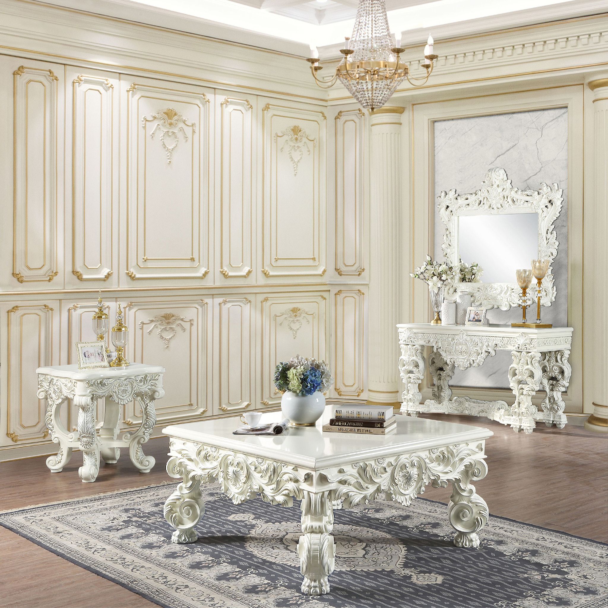The appearance of Adara Occasional Table Set In Pearl White designed by ACME in the transitional interior design. This antique white piece of furniture was selected by 1StopBedrooms from Adara Collection to add a touch of cosiness and style into your home. Sku: LV01217;LV01218. Material: Wood.