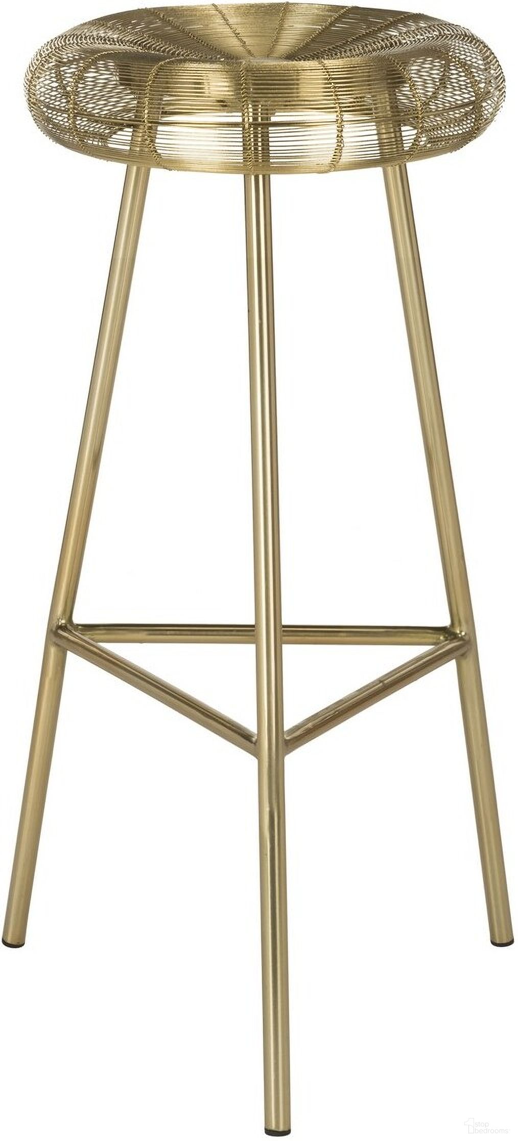 The appearance of Addison Gold Wire Weaved Contemporary Bar Stool designed by Safavieh in the modern / contemporary interior design. This gold piece of furniture was selected by 1StopBedrooms from Addison Collection to add a touch of cosiness and style into your home. Sku: FOX4516A. Material: Iron.
