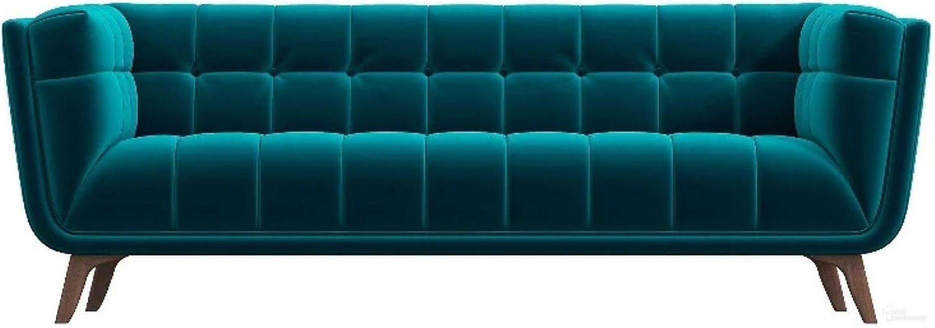 The appearance of Addison Large Teal Velvet Sofa designed by Ashcroft Furniture in the transitional interior design. This teal piece of furniture  was selected by 1StopBedrooms from Addison Collection to add a touch of cosiness and style into your home. Sku: SOF00302305. Material: Wood.