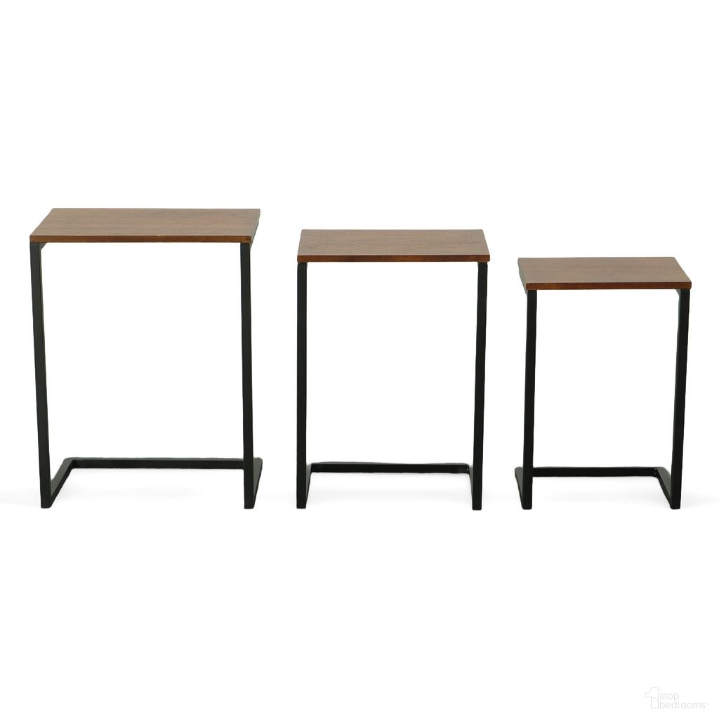 The appearance of Addison Nesting Table Set In Chestnut Top and Black Base designed by Carolina Living in the modern / contemporary interior design. This chestnut and black piece of furniture  was selected by 1StopBedrooms from Addison Collection to add a touch of cosiness and style into your home. Sku: WSS-2016CHETBK. Material: Mango Wood.