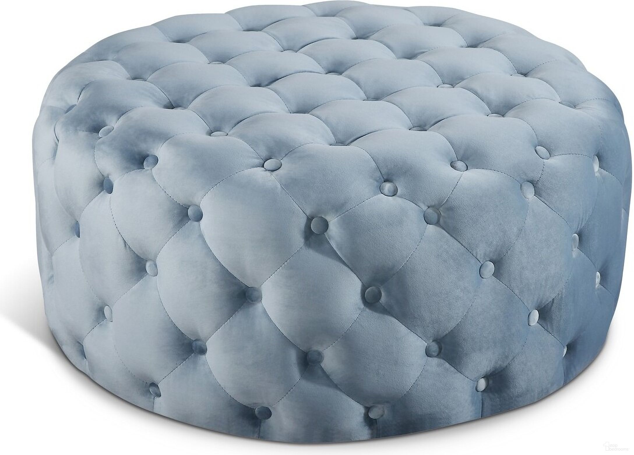 Addison Velvet Ottoman/Bench In Sky Blue