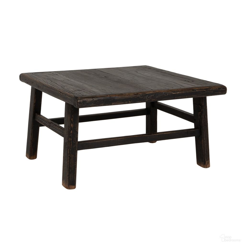 The appearance of Adelaide Square Reclaimed Elm Wood Coffee Table In Black designed by Rowena Interiors in the rustic / southwestern interior design. This black piece of furniture  was selected by 1StopBedrooms from Adelaide Collection to add a touch of cosiness and style into your home. Sku: EC2097. Material: Elm Wood.