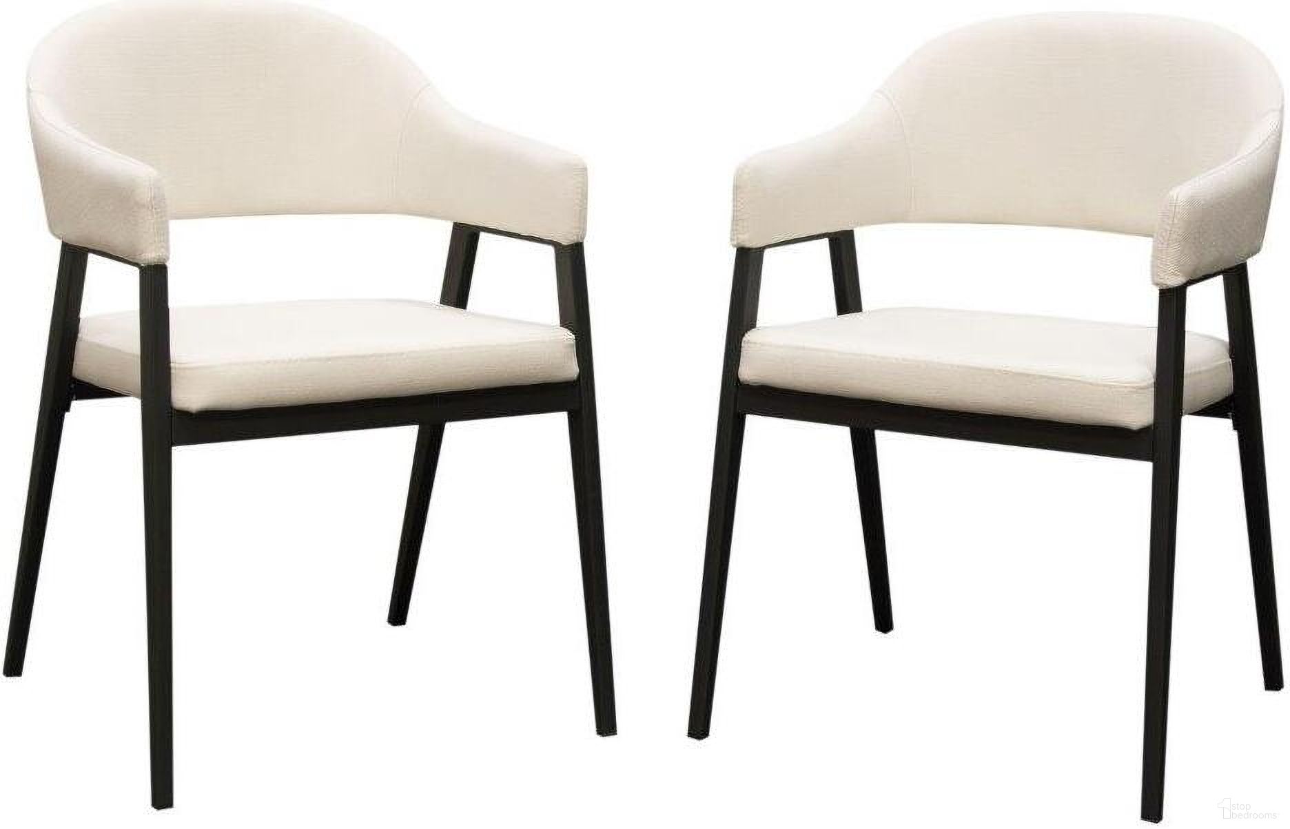 The appearance of Adele Dining Chairs Set of 2 In Cream Fabric With Black Powder Coated Metal Frame designed by Diamond Sofa in the modern / contemporary interior design. This cream piece of furniture  was selected by 1StopBedrooms from Adele Collection to add a touch of cosiness and style into your home. Sku: ADELEDCCM2PK. Material: PU. Chair Type: Arm Chair.