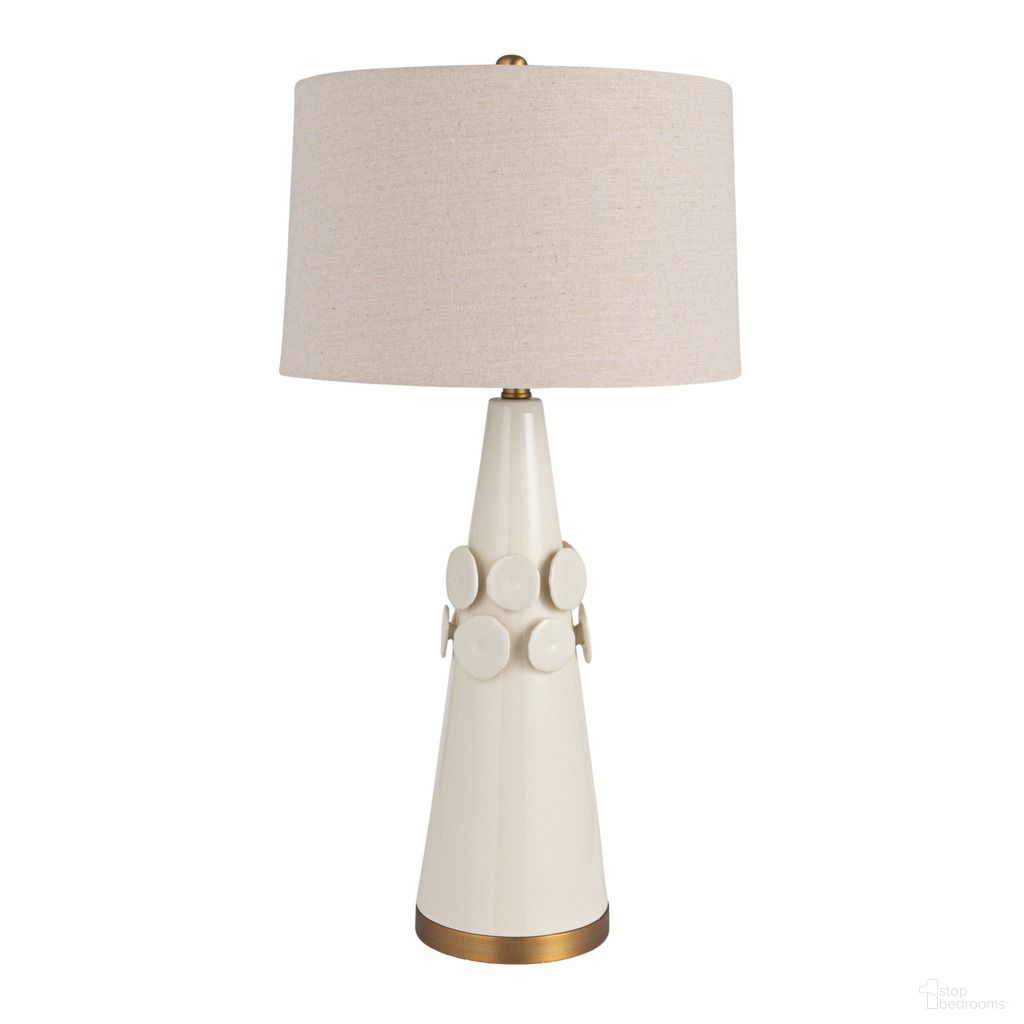 Adeline 32 Inch Conical-Shaped Ceramic Table Lamp with Linen Drum Shade In Cream