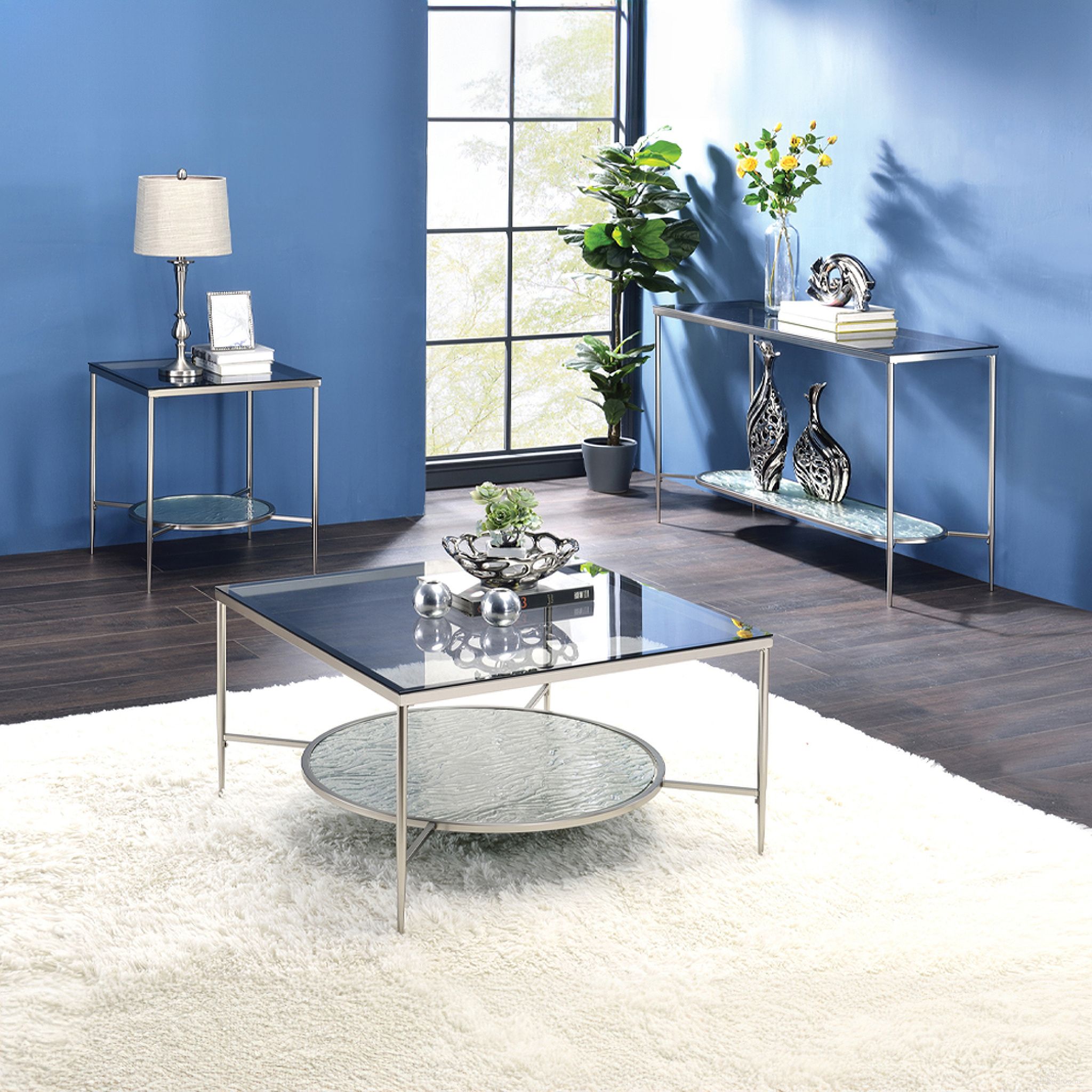 The appearance of Adelrik Occasional Table Set In Chrome designed by ACME in the modern / contemporary interior design. This chrome piece of furniture  was selected by 1StopBedrooms from Adelrik Collection to add a touch of cosiness and style into your home. Sku: LV00574;LV00575. Material: Metal.