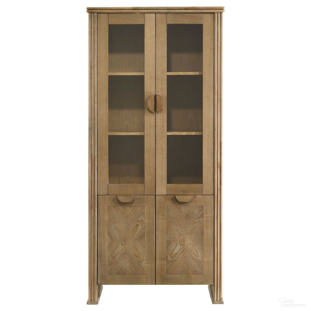 The appearance of Adina 77 Inch Tall Display Cabinet In Distressed Light Brown designed by Coaster in the modern / contemporary interior design. This distressed light brown piece of furniture  was selected by 1StopBedrooms from Adina Collection to add a touch of cosiness and style into your home. Sku: 193616. Material: MDF.