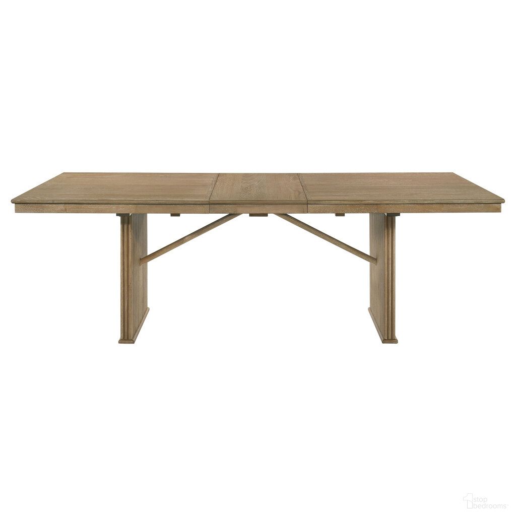 The appearance of Adina 89 Inch Extension Dining Table In Distressed Light Brown designed by Coaster in the modern / contemporary interior design. This distressed light brown piece of furniture  was selected by 1StopBedrooms from Adina Collection to add a touch of cosiness and style into your home. Sku: 193611B1;193611B2. Table Base Style: Trestle. Material: MDF. Table Top Shape: Rectangular. Size: 42" x 72".