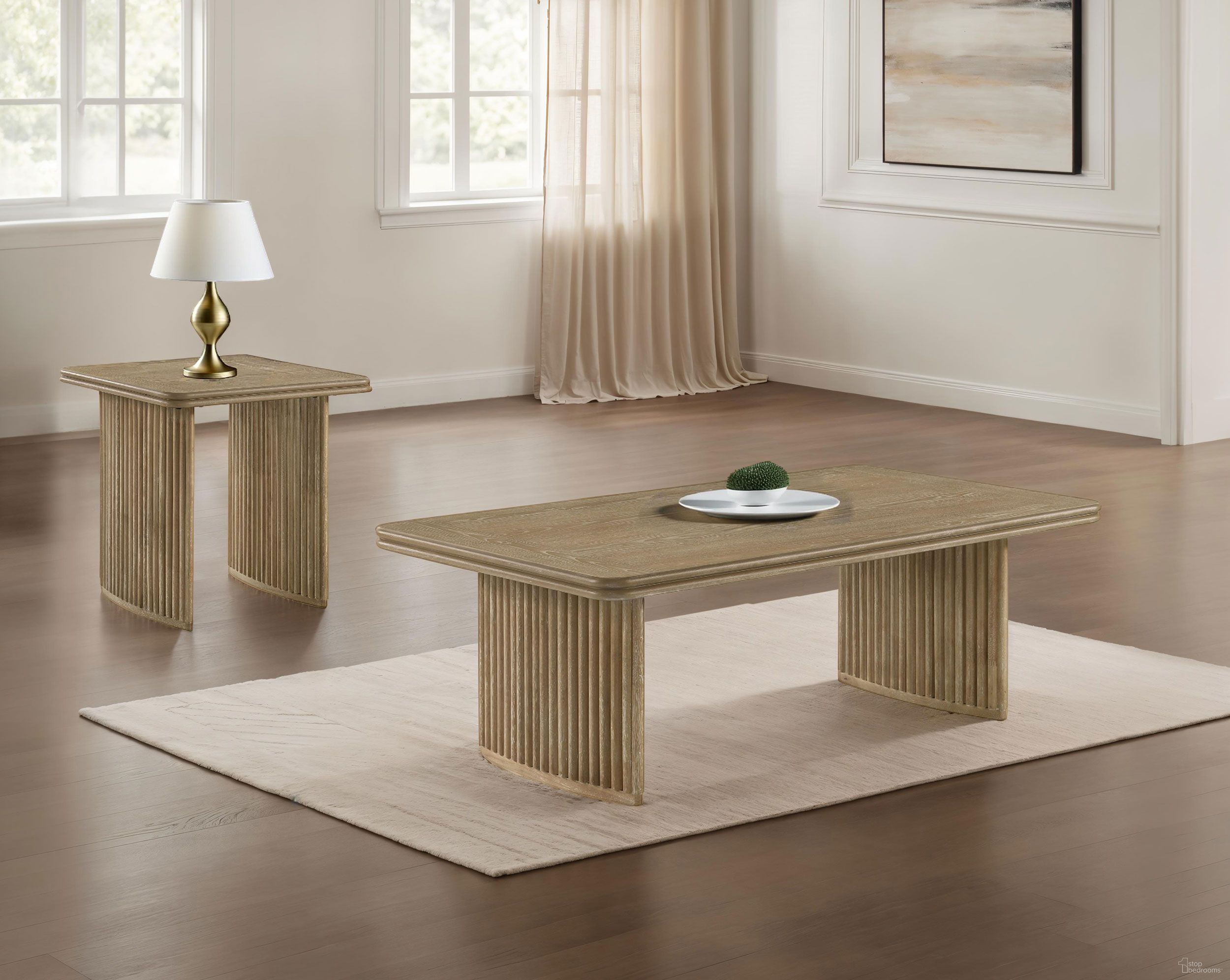 The appearance of Adina Rectangular Wood Occasional Table Set In Distressed Light Brown designed by Coaster in the transitional interior design. This distressed light brown piece of furniture was selected by 1StopBedrooms from Adina Collection to add a touch of cosiness and style into your home. Sku: 722858B1;722858B2;722857B1;722857B2. Material: MDF.