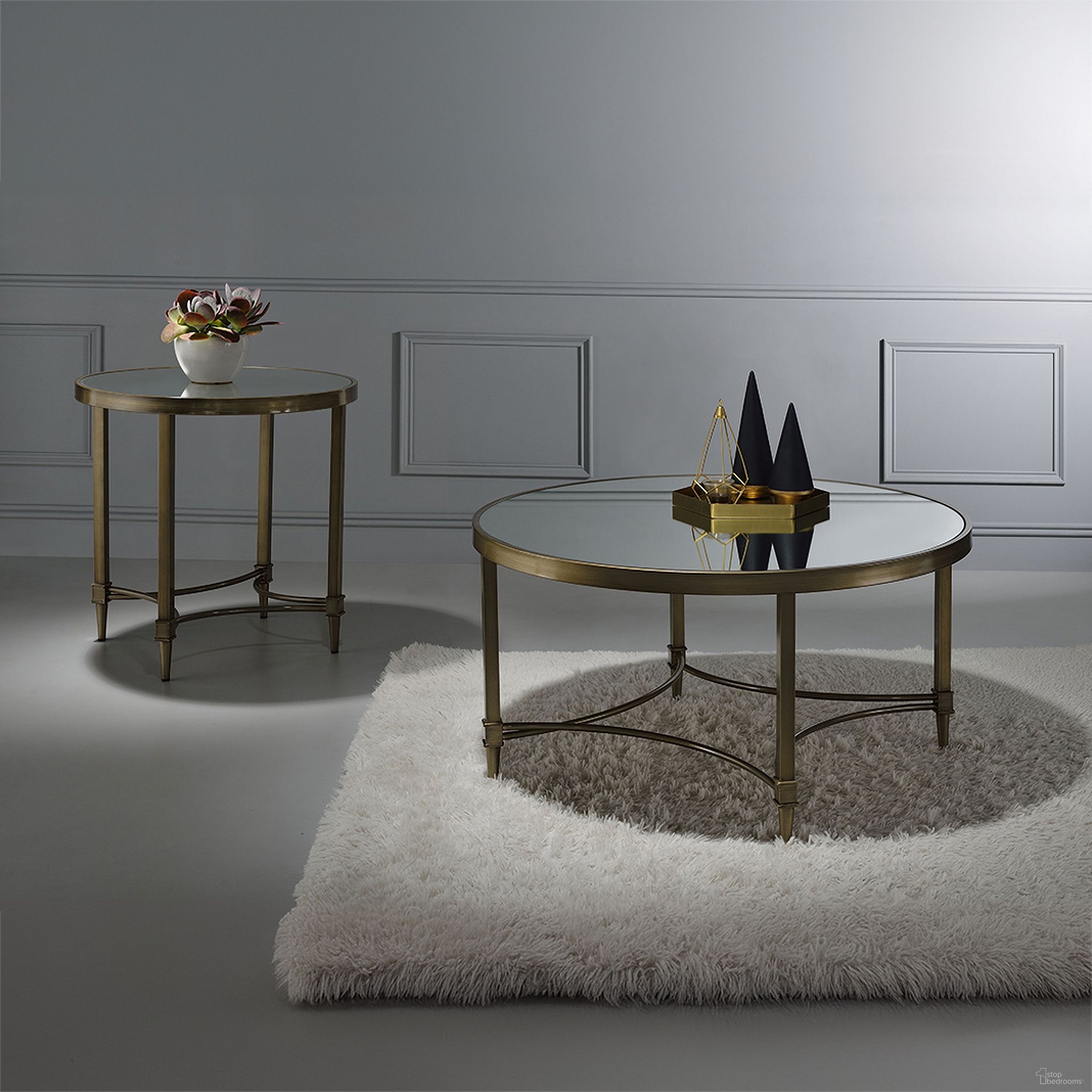 Aditya Occasional Table Set In Brass