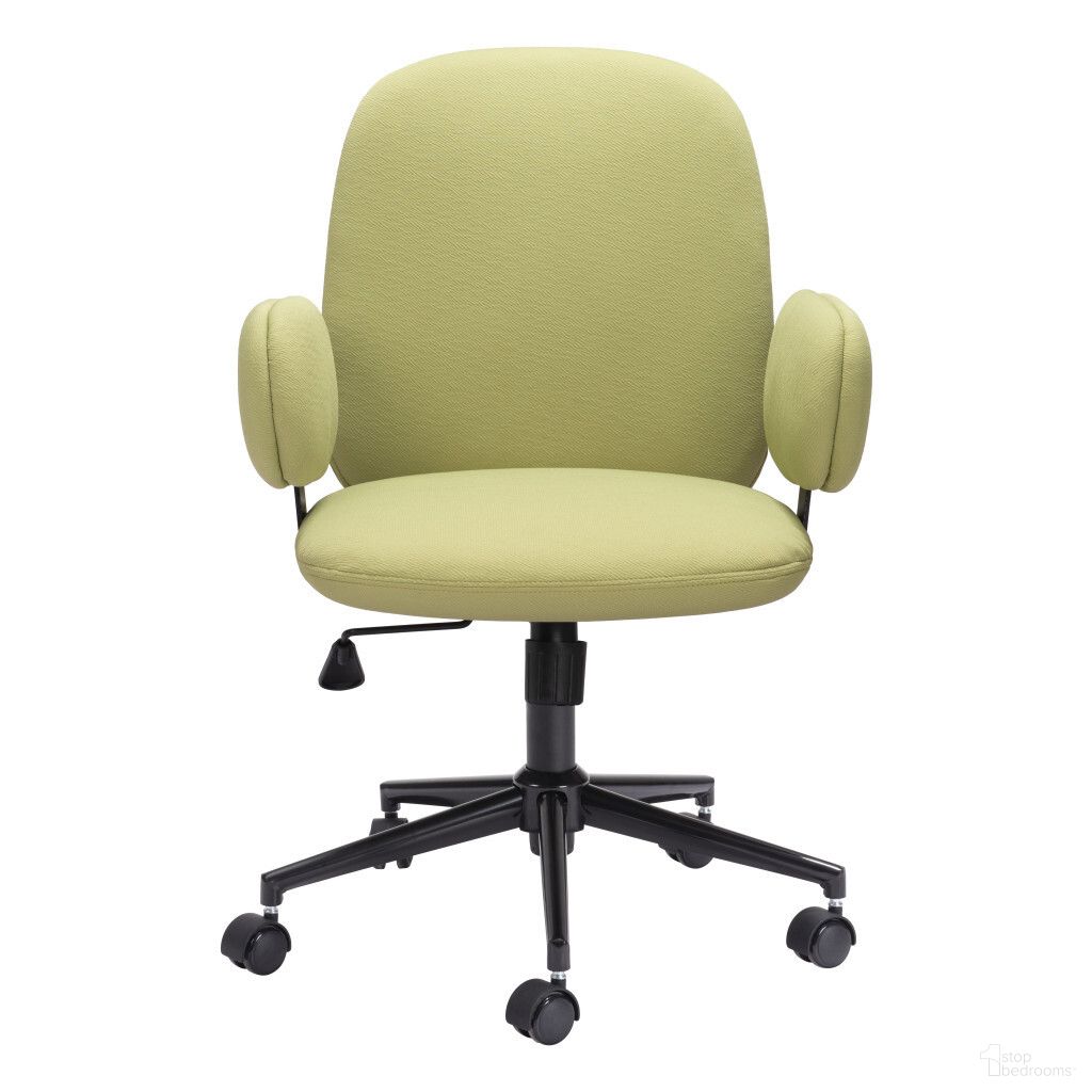 Adjustable Height Swivel Rolling Office Chair In Black and Green