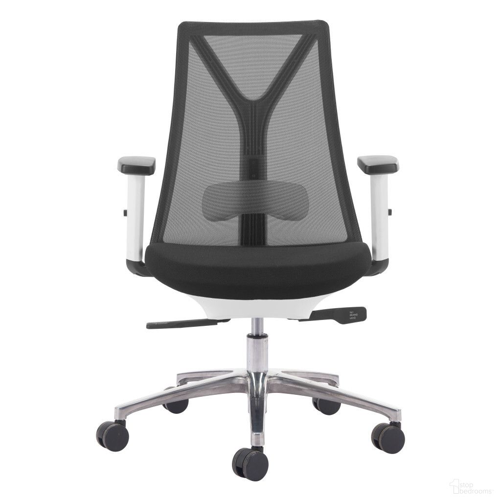 Adjustable Height Swivel Rolling Office Chair In Black Silver and White