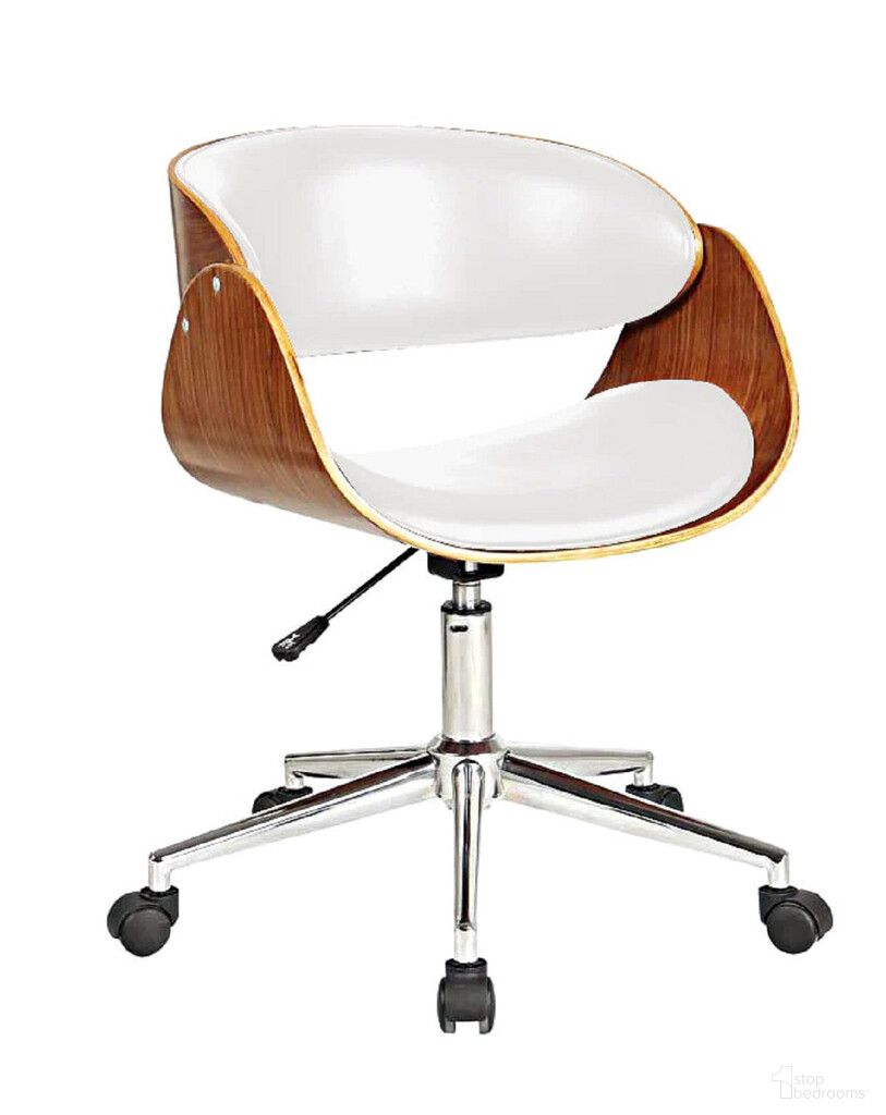 Adjustable Height Swivel Rolling Office Chair In Brown White and Silver