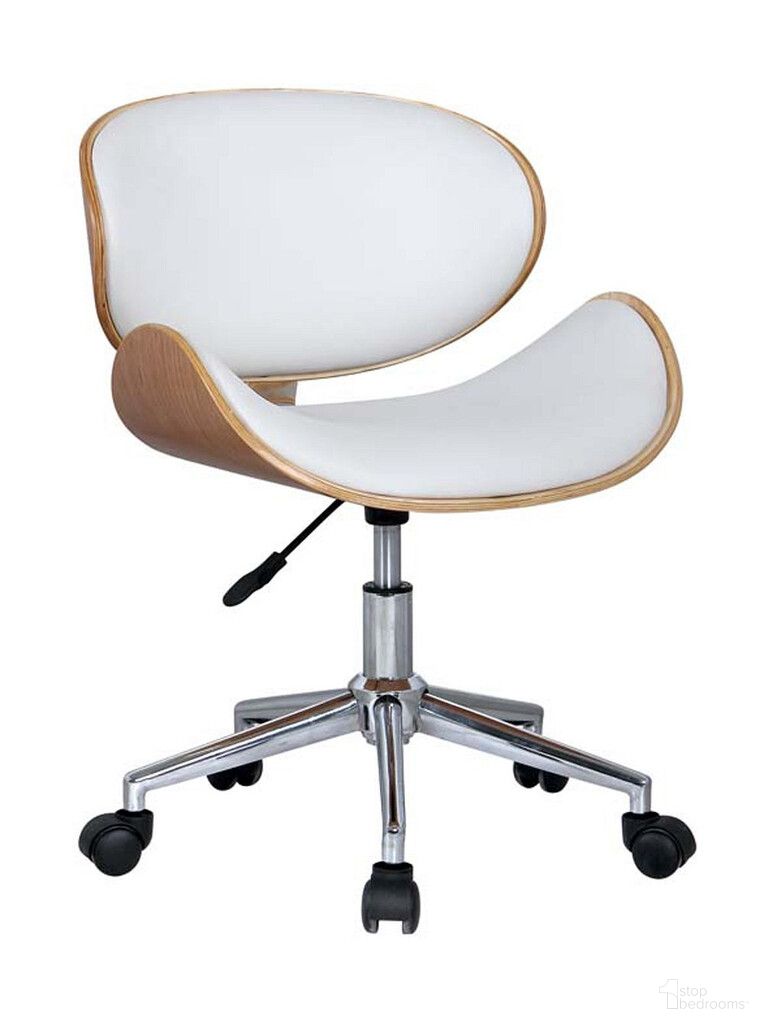 Adjustable Height Swivel Rolling Office Chair In Brown White and Silver