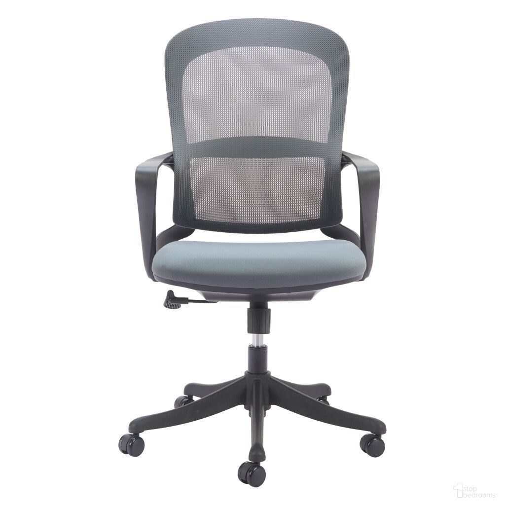 Adjustable Height Swivel Rolling Office Chair In Gray and Black